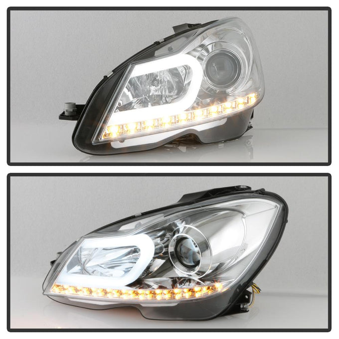 DRL Chrome Projector Headlights <br>12-13 Mercedes-Benz C300 C350 C250 C63 AMG