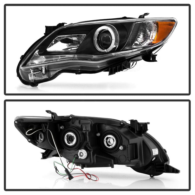 DRL LED Black Projector Headlights <br>11-13 Toyota Corolla