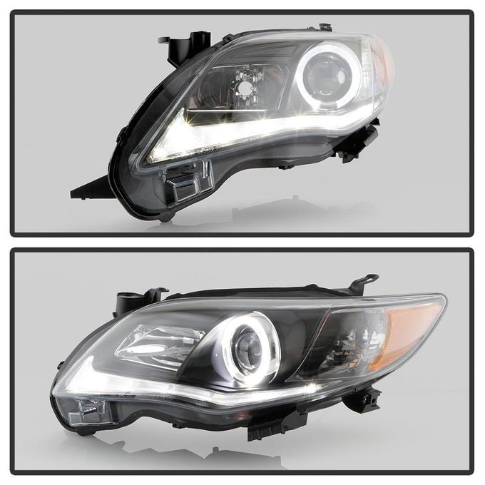 DRL LED Black Projector Headlights <br>11-13 Toyota Corolla