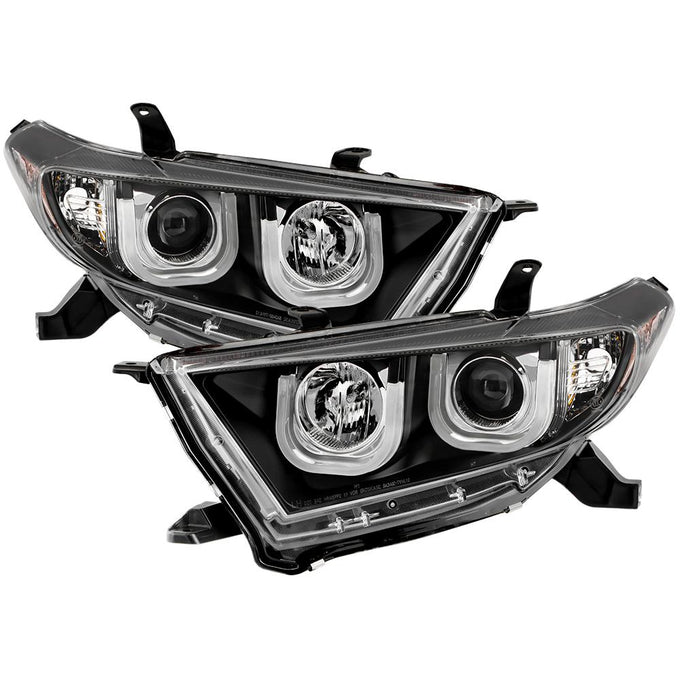 3D DRL Black Projector Headlights <br>11-13 Toyota Highlander