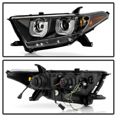 3D DRL Black Projector Headlights <br>11-13 Toyota Highlander
