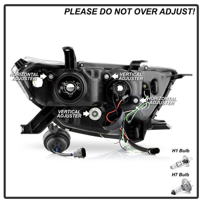 3D DRL Black Projector Headlights <br>11-13 Toyota Highlander