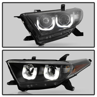 3D DRL Black Projector Headlights <br>11-13 Toyota Highlander