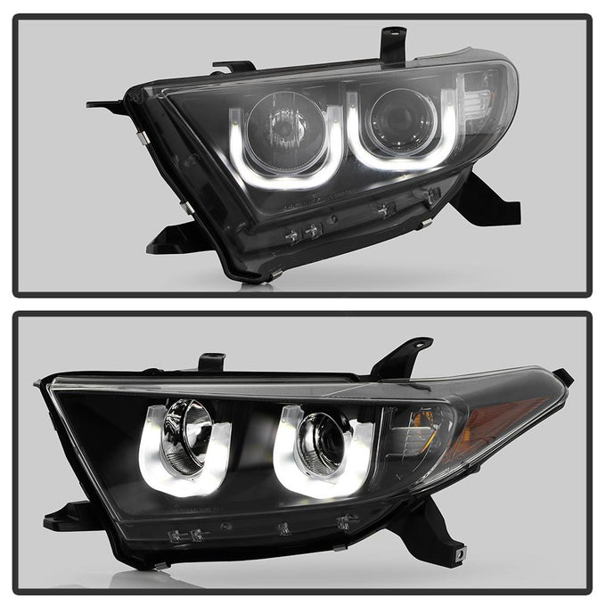 3D DRL Black Projector Headlights <br>11-13 Toyota Highlander