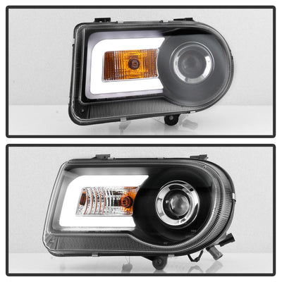 LED DRL Black Projector Headlights <br>05-10 Chrysler 300