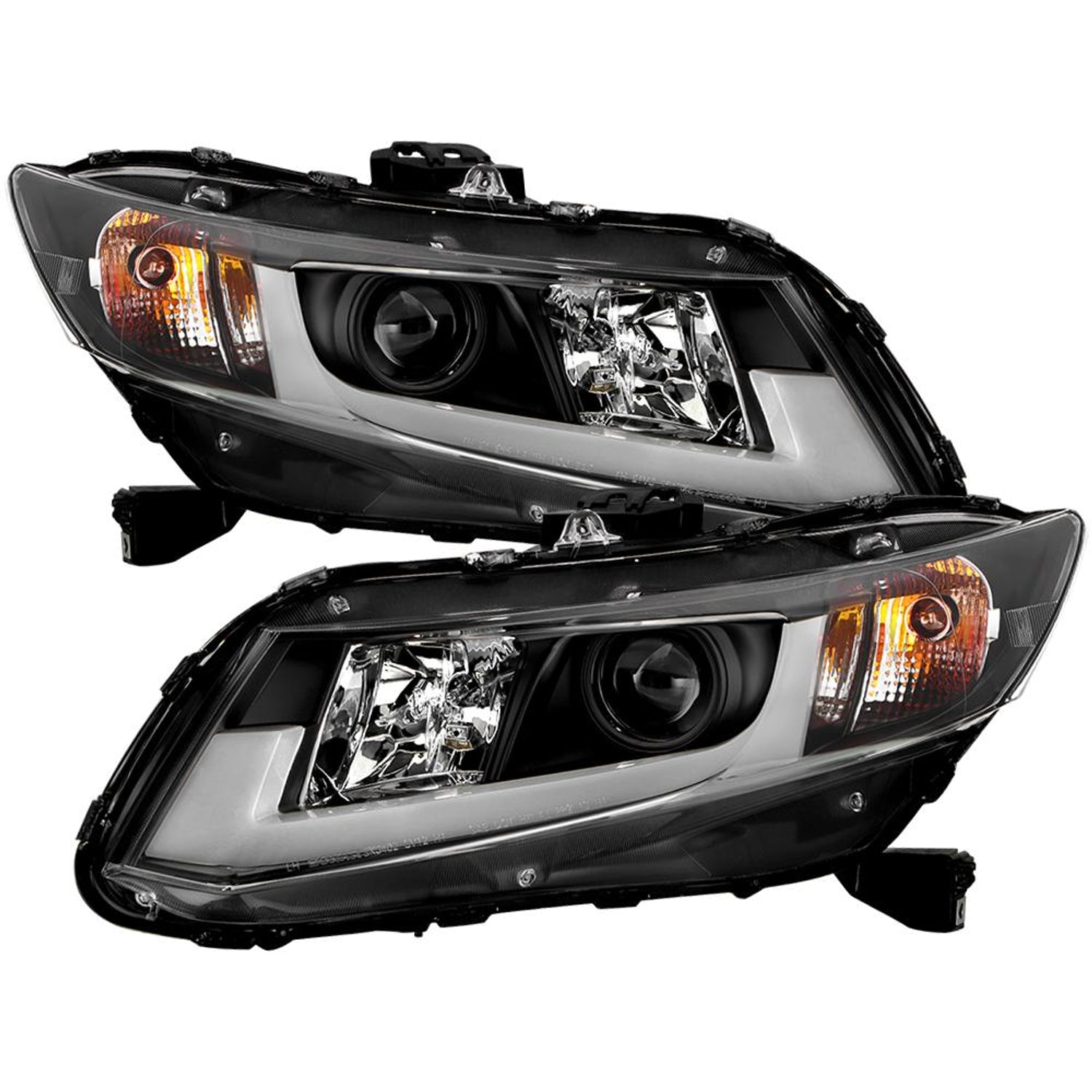 Light Bar DRL Black Projector Headlights <br>12-14 Honda Civic