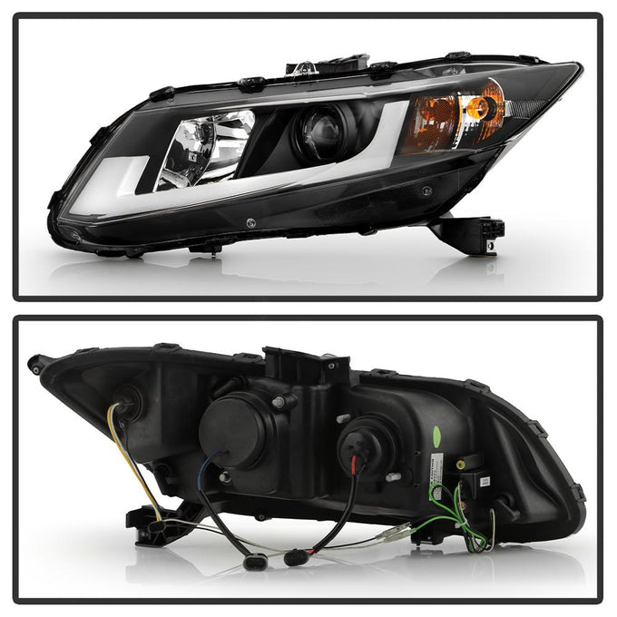Light Bar DRL Black Projector Headlights <br>12-14 Honda Civic