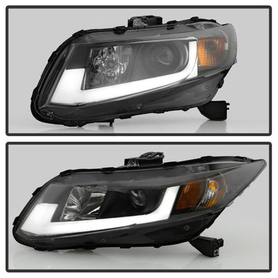 Light Bar DRL Black Projector Headlights <br>12-14 Honda Civic