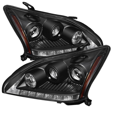 DRL LED Black Projector Headlights <br>04-06 Lexus RX330