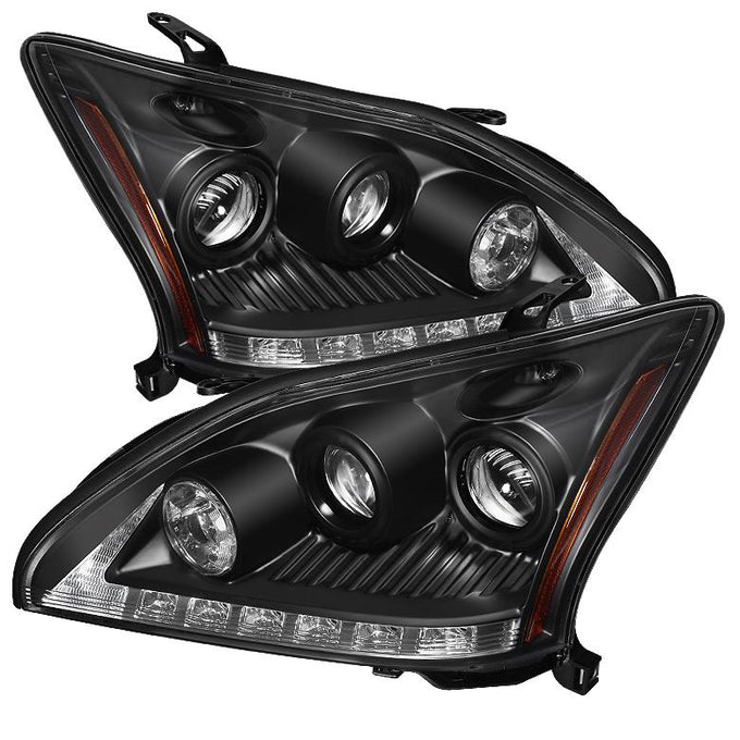 DRL LED Black Projector Headlights <br>04-06 Lexus RX330