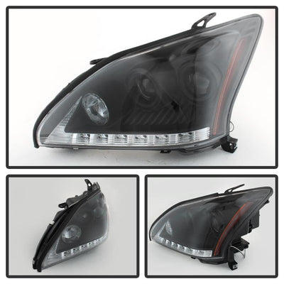 DRL LED Black Projector Headlights <br>04-06 Lexus RX330
