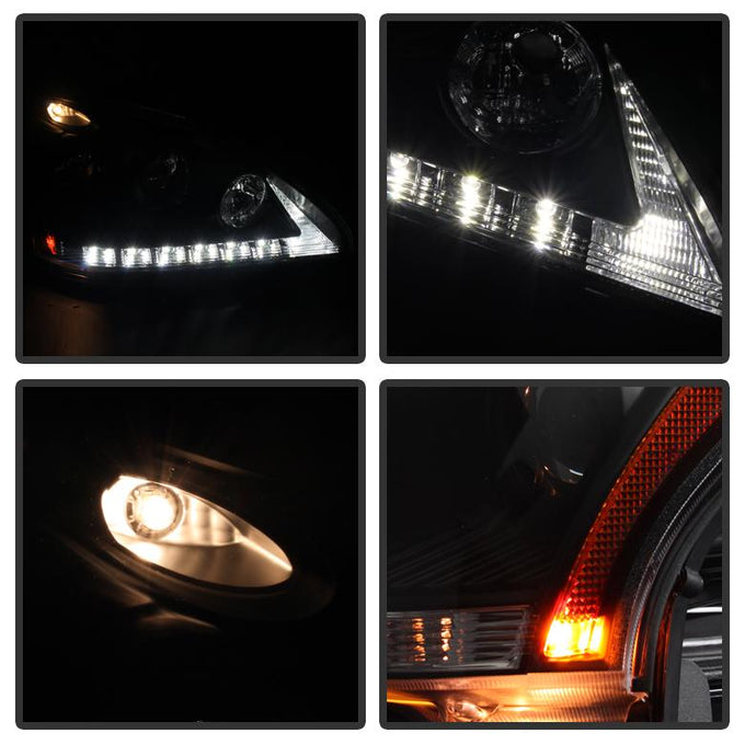 DRL LED Black Projector Headlights <br>04-06 Lexus RX330