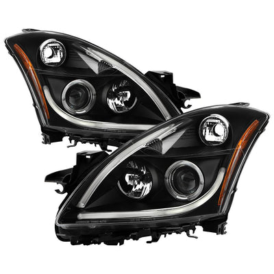 Light Tube DRL Black LED Halo Projector Headlights <br>10-12 Nissan Altima