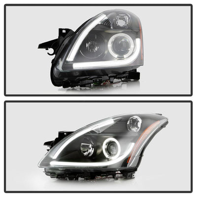 Light Tube DRL Black LED Halo Projector Headlights <br>10-12 Nissan Altima