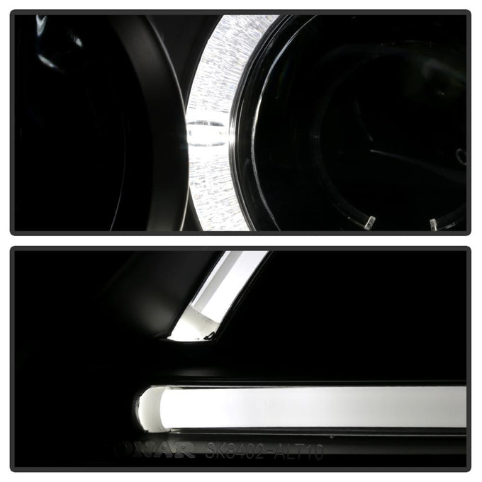Light Tube DRL Black LED Halo Projector Headlights <br>10-12 Nissan Altima