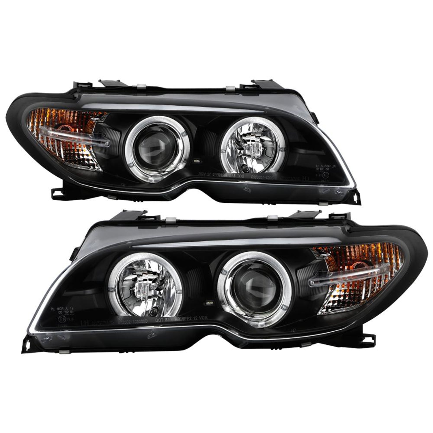 LED Halo Black Projector Headlights <br>04-06 BMW 325Ci 330Ci M3