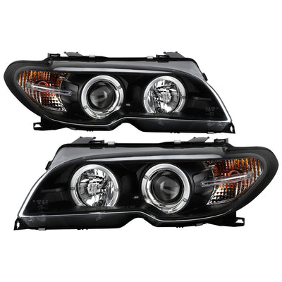 LED Halo Black Projector Headlights <br>04-06 BMW 325Ci 330Ci M3