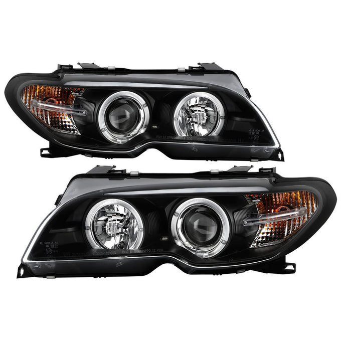 LED Halo Black Projector Headlights <br>04-06 BMW 325Ci 330Ci M3