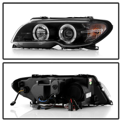 LED Halo Black Projector Headlights <br>04-06 BMW 325Ci 330Ci M3