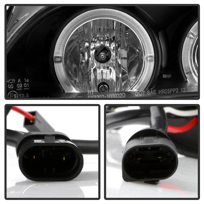 LED Halo Black Projector Headlights <br>04-06 BMW 325Ci 330Ci M3