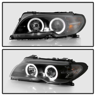 LED Halo Black Projector Headlights <br>04-06 BMW 325Ci 330Ci M3