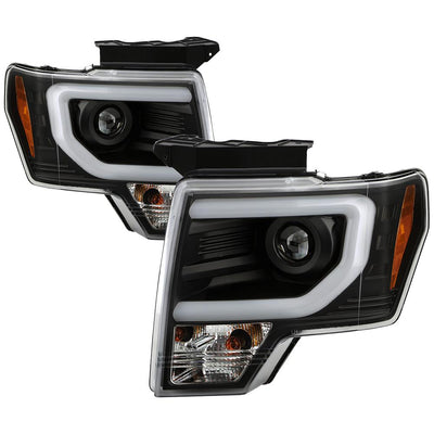 Light Bar DRL Black Projector Headlights <br>09-14 Ford F-150