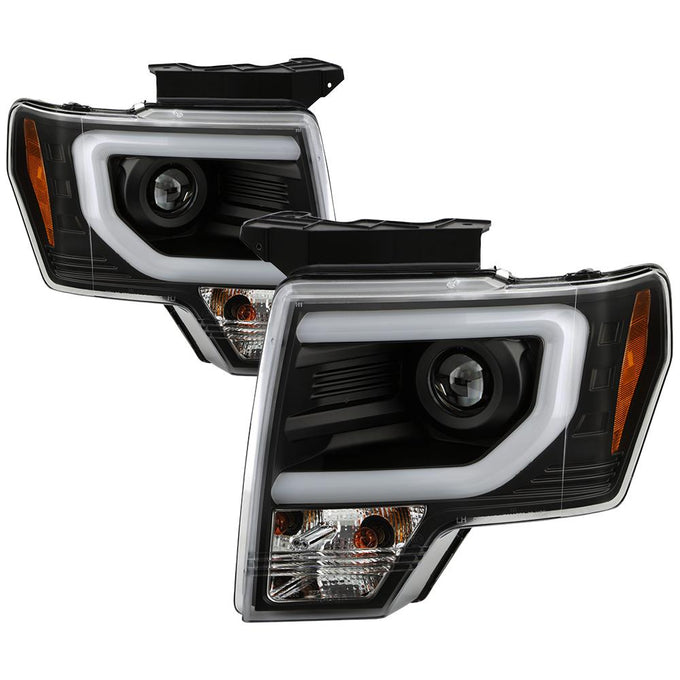 Light Bar DRL Black Projector Headlights <br>09-14 Ford F-150
