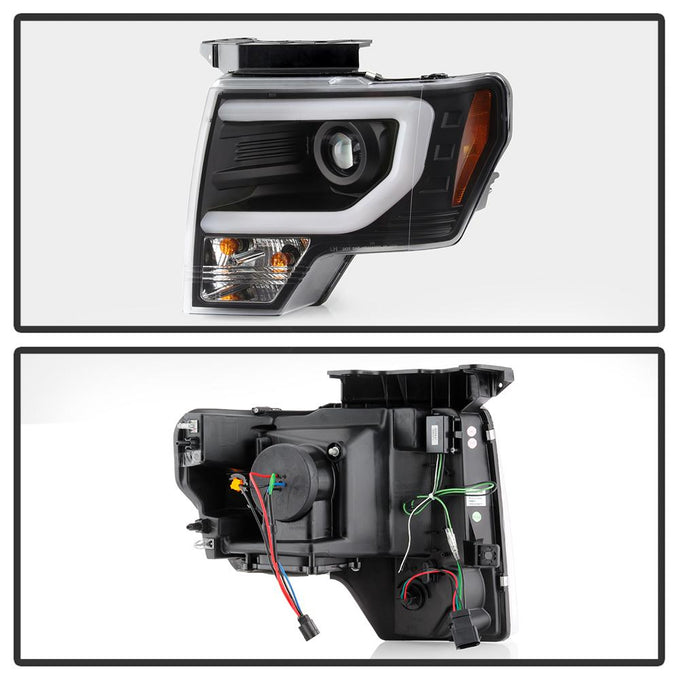 Light Bar DRL Black Projector Headlights <br>09-14 Ford F-150