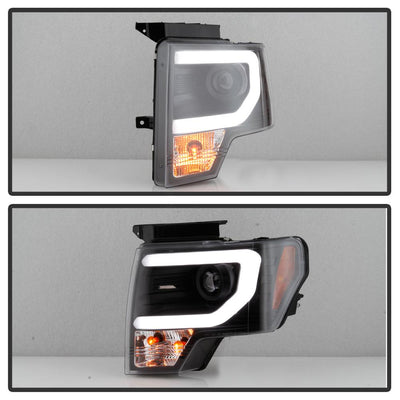 Light Bar DRL Black Projector Headlights <br>09-14 Ford F-150