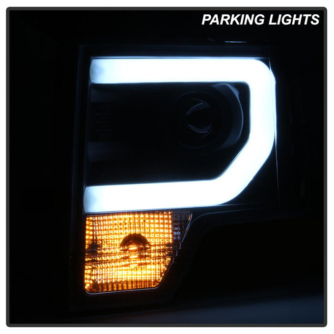 Light Bar DRL Black Projector Headlights <br>09-14 Ford F-150