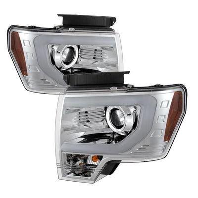 Light Bar DRL Chrome Projector Headlights <br>13-14 Ford F-150