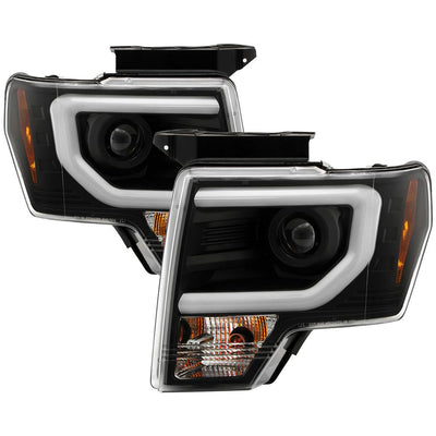 Light Bar DRL Black Projector Headlights <br>13-14 Ford F-150