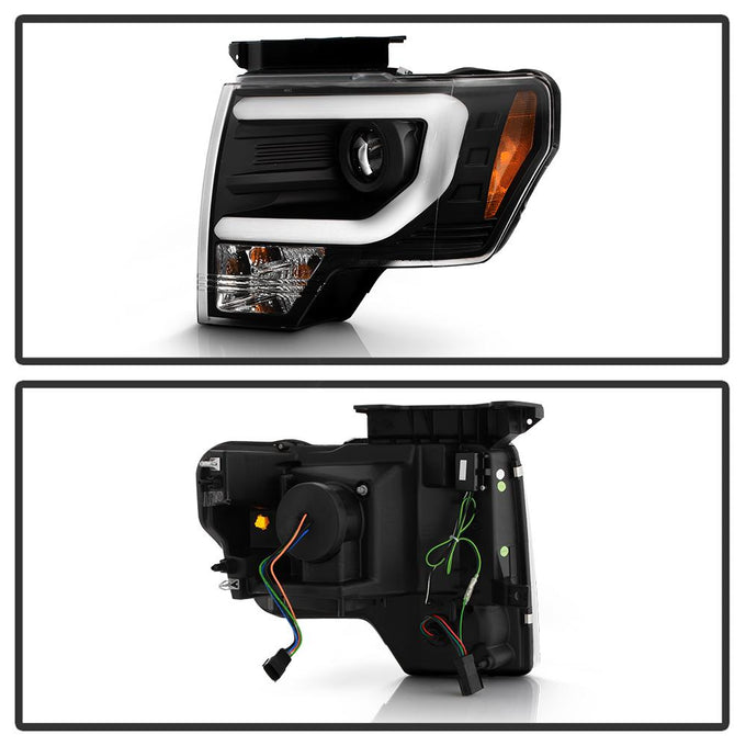 Light Bar DRL Black Projector Headlights <br>13-14 Ford F-150