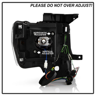 Light Bar DRL Black Projector Headlights <br>13-14 Ford F-150