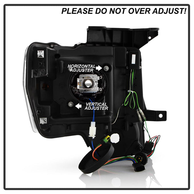 Light Bar DRL Black Projector Headlights <br>13-14 Ford F-150