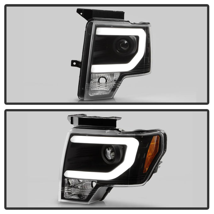 Light Bar DRL Black Projector Headlights <br>13-14 Ford F-150