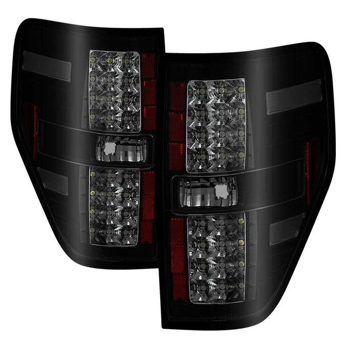 Black Smoke LED Tail Lights <br>09-14 Ford F-150