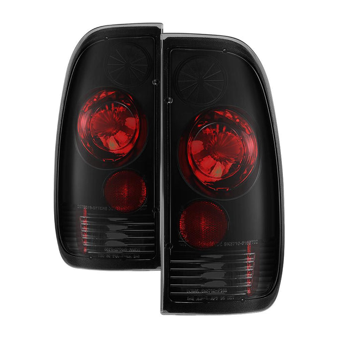 Black Smoke Euro Style Tail Lights <br>97-03 Ford F150, 99-07 F250-550 Super Duty
