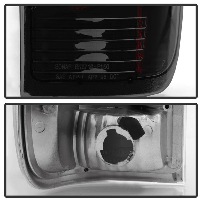 Black Smoke Euro Style Tail Lights <br>97-03 Ford F150, 99-07 F250-550 Super Duty