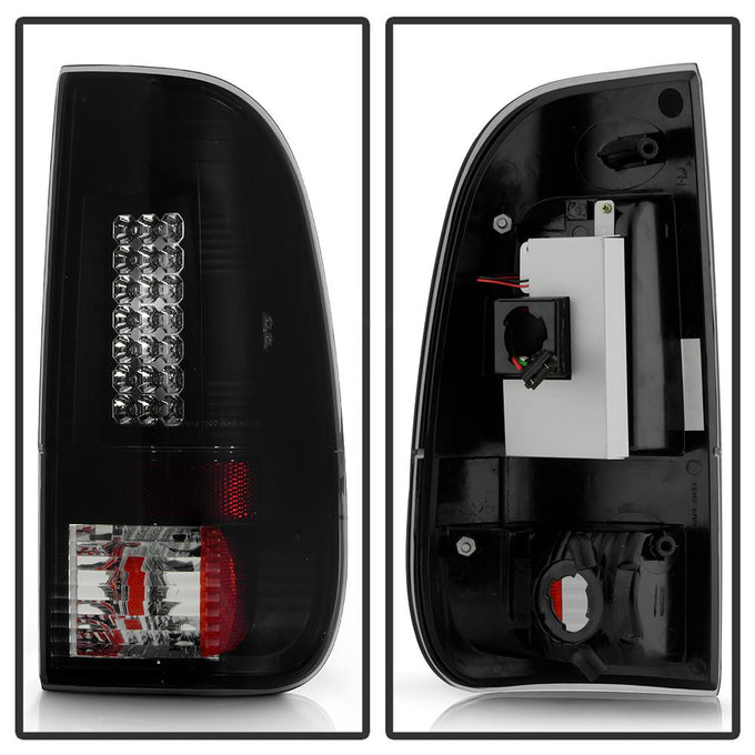 Black Smoke LED Tail Lights <br>97-03 Ford F150, 99-07 F250-550 Super Duty