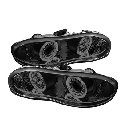 LED Halo Black Smoke Projector Headlights <br>98-02 Chevrolet Camaro