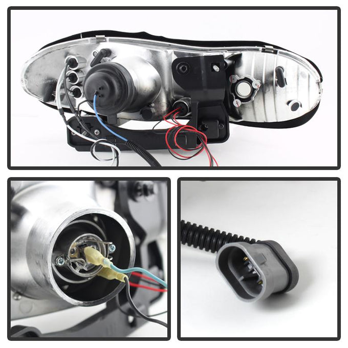 LED Halo Black Smoke Projector Headlights <br>98-02 Chevrolet Camaro