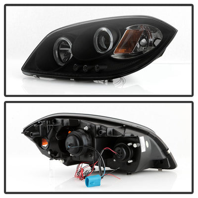 LED Halo Black Smoke Projector Headlights <br>99-06 GMC Sierra 1500-3500, Yukon