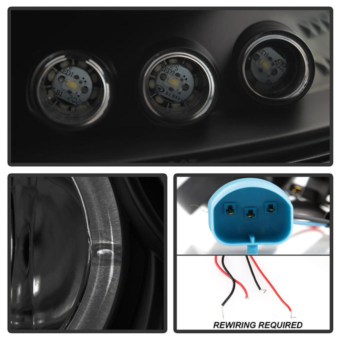LED Halo Black Smoke Projector Headlights <br>99-06 GMC Sierra 1500-3500, Yukon