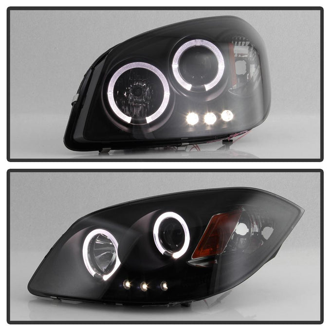 LED Halo Black Smoke Projector Headlights <br>99-06 GMC Sierra 1500-3500, Yukon