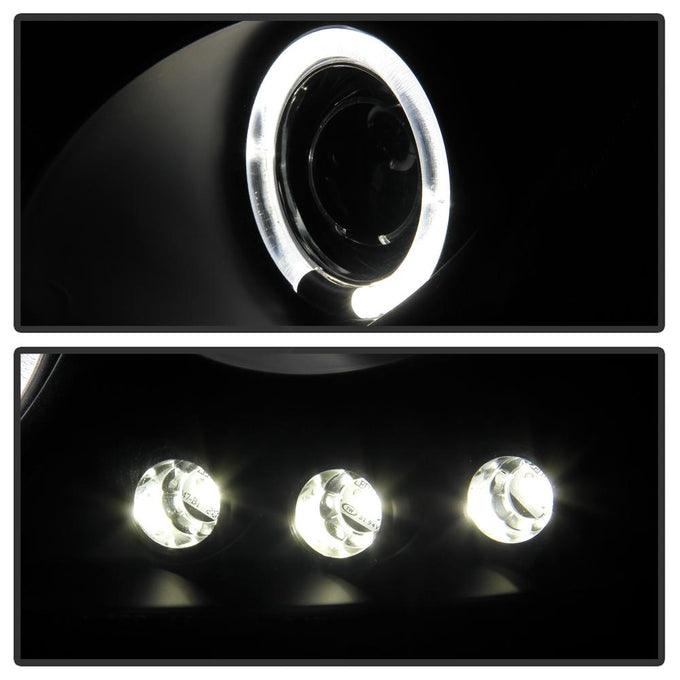 LED Halo Black Smoke Projector Headlights <br>99-06 GMC Sierra 1500-3500, Yukon
