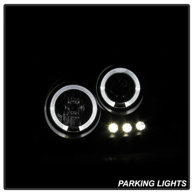 LED Halo Black Smoke Projector Headlights <br>99-06 GMC Sierra 1500-3500, Yukon