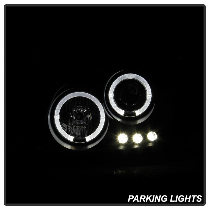 LED Halo Black Smoke Projector Headlights <br>99-06 GMC Sierra 1500-3500, Yukon