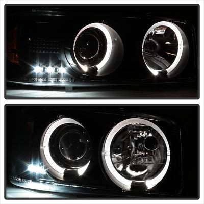 LED Halo Black Smoke Projector Headlights <br>99-06 GMC Sierra 1500-3500, Yukon, 2007 Classic