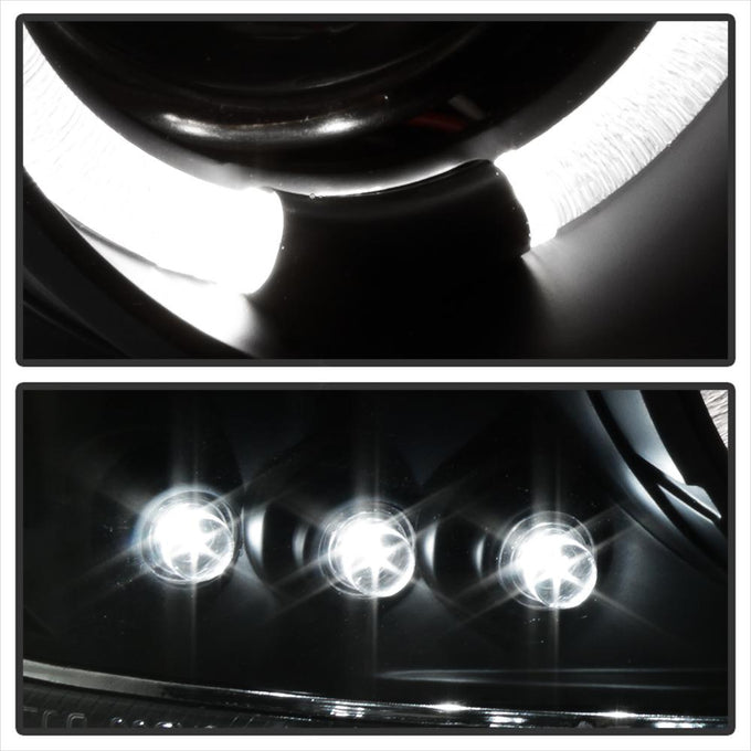 LED Halo Black Smoke Projector Headlights <br>99-06 GMC Sierra 1500-3500, Yukon, 2007 Classic